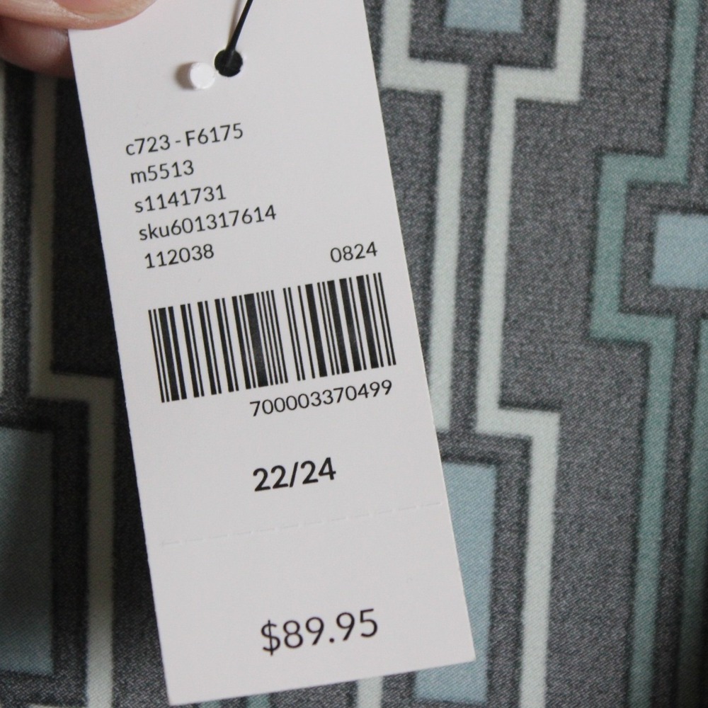 Lane Bryant Faux Wrap Midi Dress Geometric Print Long Sleeve Size 22 24 - Picture 5 of 9